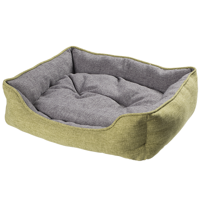 HY-02 เตียงสุนัข Cuddler สี่เหลี่ยมผืนผ้าผ้าลินินเทียม